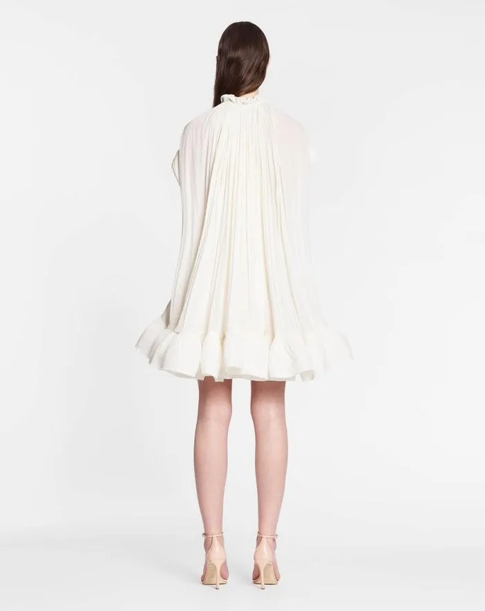 Women Lanvin Dresses Short Charmeuse Dress Off White Women Lanvin Dresses Short Charmeuse Dress Off White