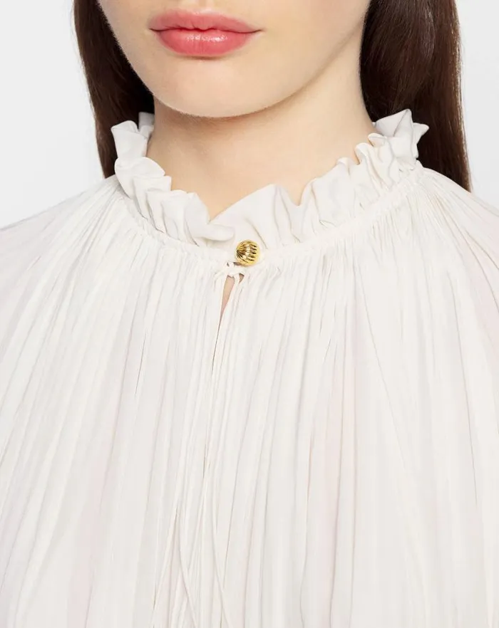 Women Lanvin Dresses Short Charmeuse Dress Off White Women Lanvin Dresses Short Charmeuse Dress Off White