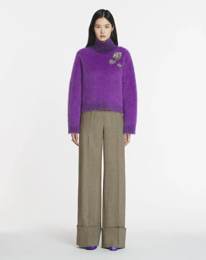 Women Lanvin Knitwear Brushed Mohair Sweater Anemone Women Lanvin Knitwear Brushed Mohair Sweater Anemone