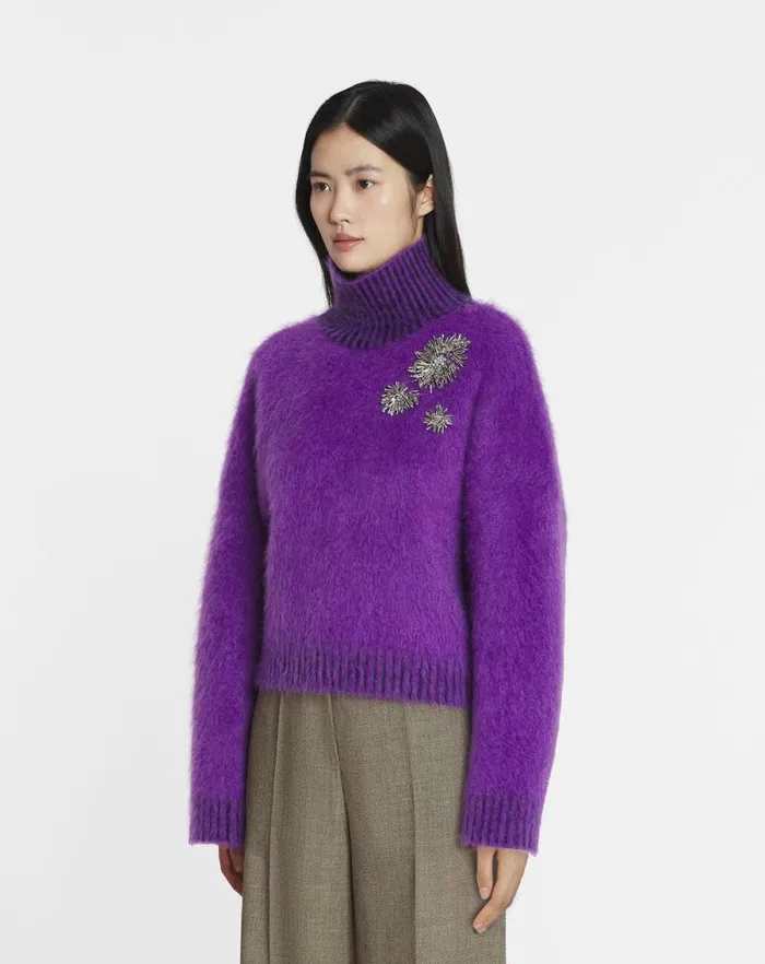 Women Lanvin Knitwear Brushed Mohair Sweater Anemone Women Lanvin Knitwear Brushed Mohair Sweater Anemone