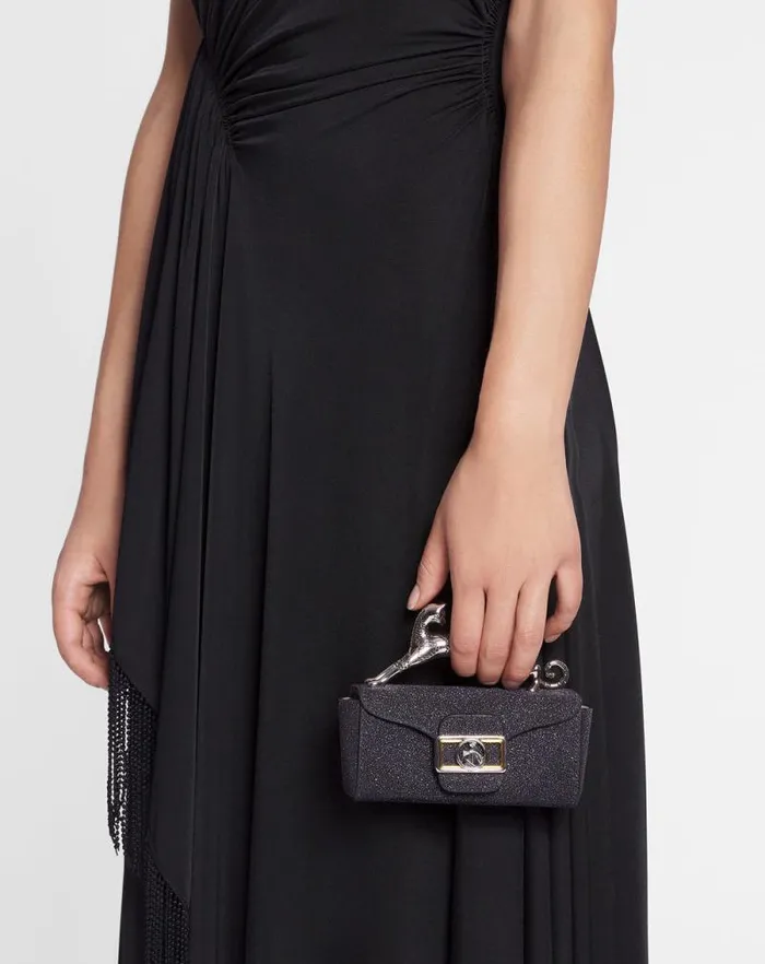 Women Lanvin Mini Bags and Clutches Micro Pencil Cat Bag In Suede Black Women Lanvin Mini Bags and Clutches Micro Pencil Cat Bag In Suede Black