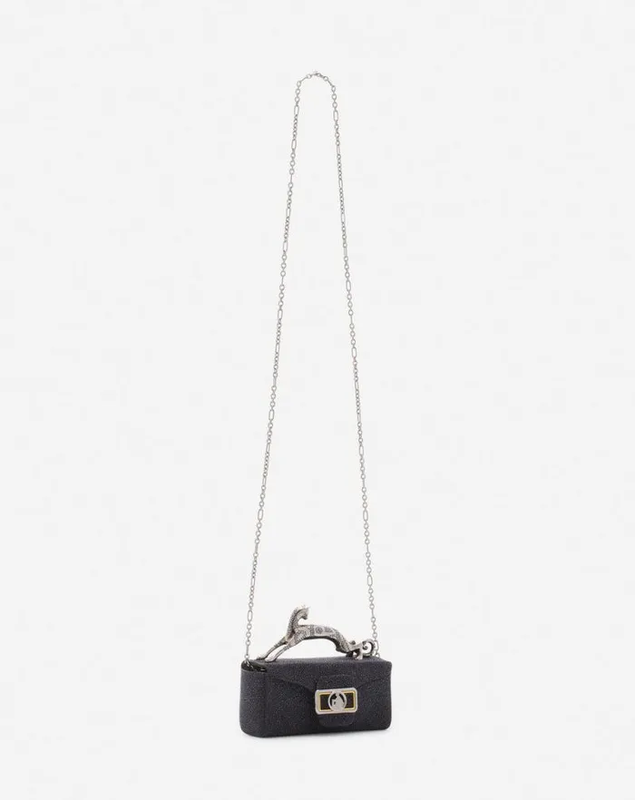 Women Lanvin Mini Bags and Clutches Micro Pencil Cat Bag In Suede Black Women Lanvin Mini Bags and Clutches Micro Pencil Cat Bag In Suede Black
