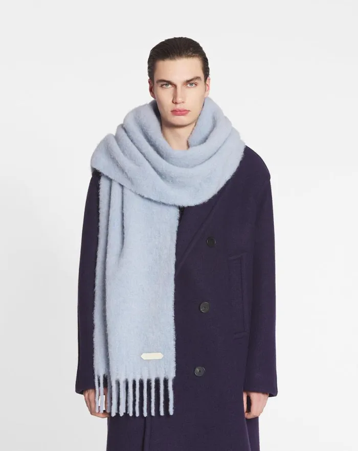 Women Lanvin Silks and Scarves Lanvin Fringed Scarf In Wool Newlanvin Blue Women Lanvin Silks and Scarves Lanvin Fringed Scarf In Wool Newlanvin Blue