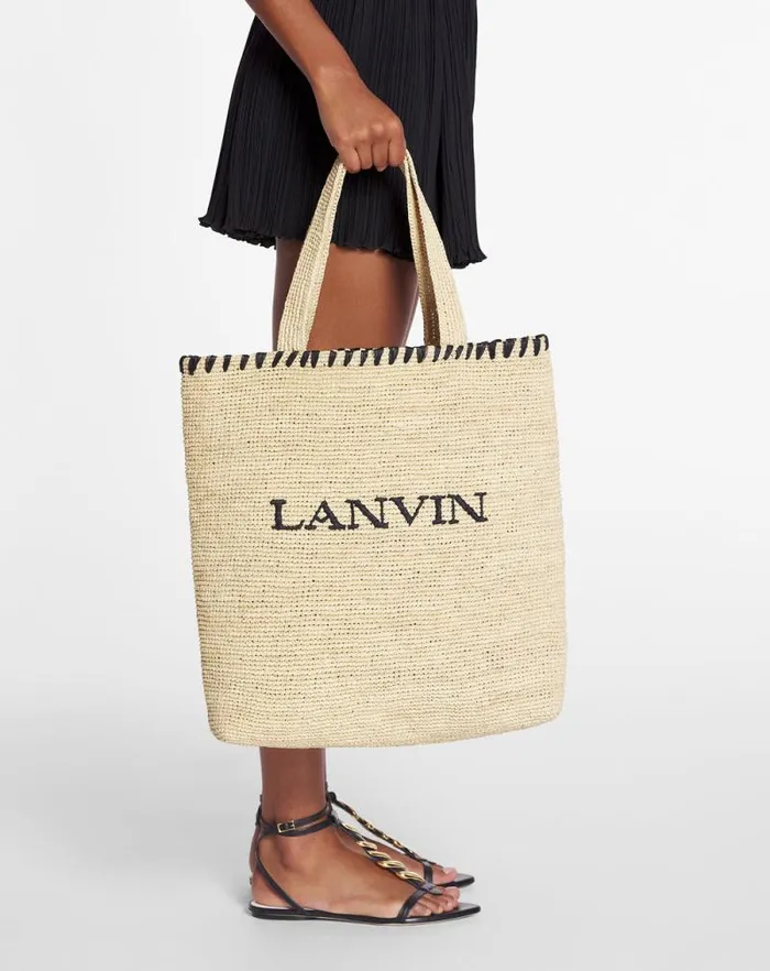 Women Lanvin Tote Bags and Top Handle Bags Lanvin Raffia Tote Bag Naturalblack Women Lanvin Tote Bags and Top Handle Bags Lanvin Raffia Tote Bag Naturalblack