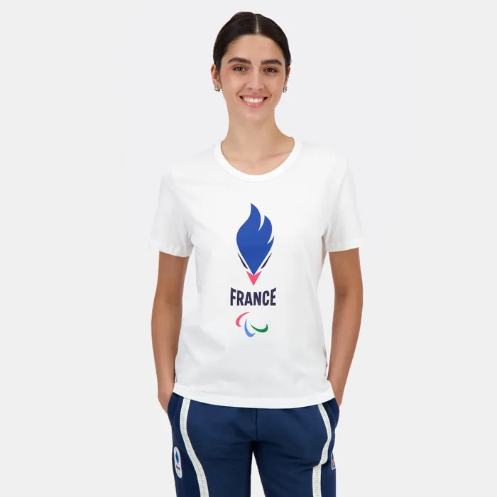 Women Le Coq Sportif Tshirts Polos Shirts And Tops Paris 2024 Paralympic French Team TShirt