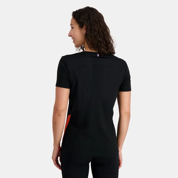 Women Le Coq Sportif Tshirts Polos Shirts And Tops TShirt Blackorange Perf