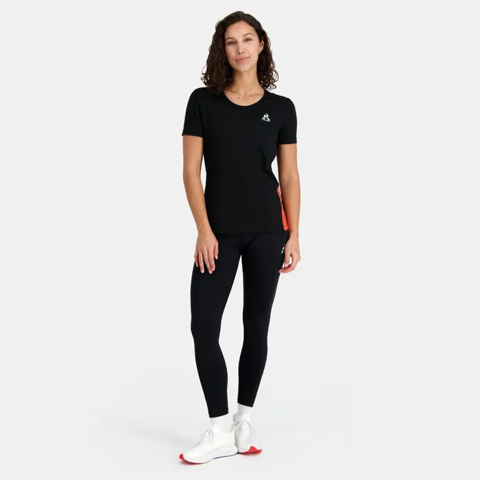 Women Le Coq Sportif Tshirts Polos Shirts And Tops TShirt Blackorange Perf