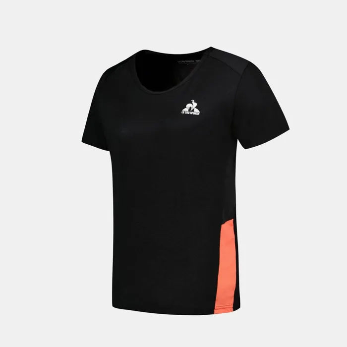 Women Le Coq Sportif Tshirts Polos Shirts And Tops TShirt Blackorange Perf