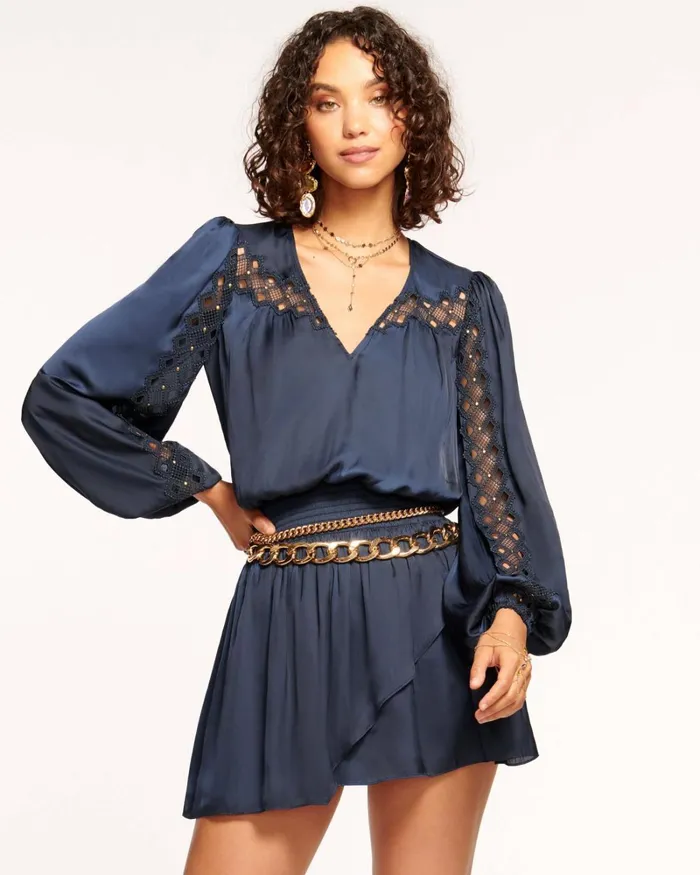 Women Lilly Smocked Mini Dress Navy Ramy Brook Dresses Women Lilly Smocked Mini Dress Navy Ramy Brook Dresses