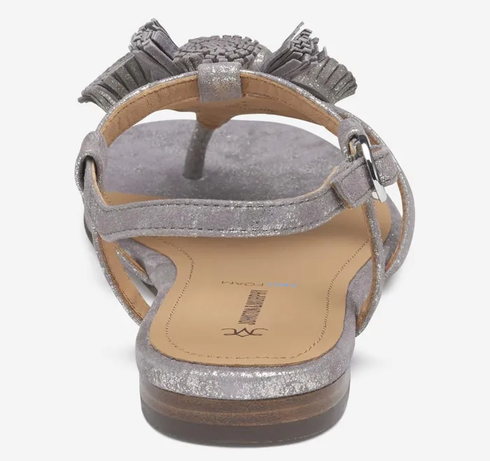 Women Lilly Tassel Thong Silver Metallic Kid Suede JohnstonandMurphy Sandals Women Lilly Tassel Thong Silver Metallic Kid Suede JohnstonandMurphy Sandals