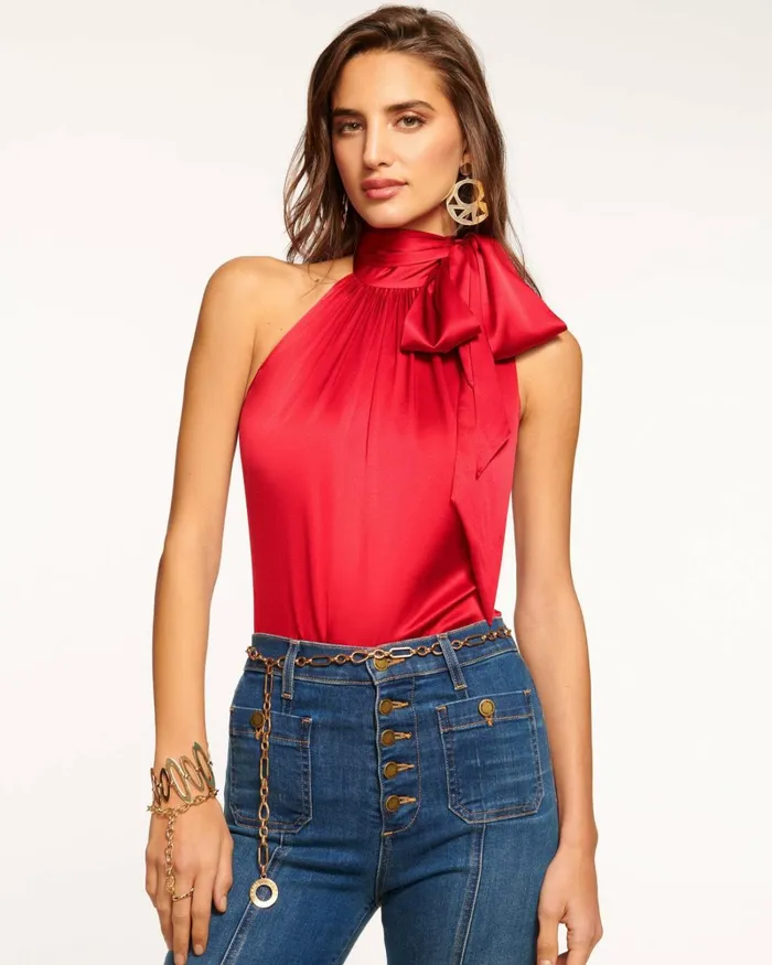 Women Lori High Neck Tank Top Soiree Red Ramy Brook Tops