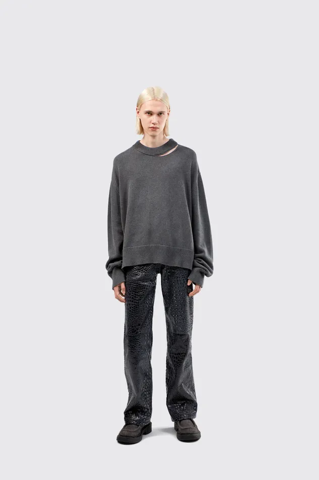 Women Melange Knit Sweater Gray Melange Knit Sweater Camper Knit Women Melange Knit Sweater Gray Melange Knit Sweater Camper Knit