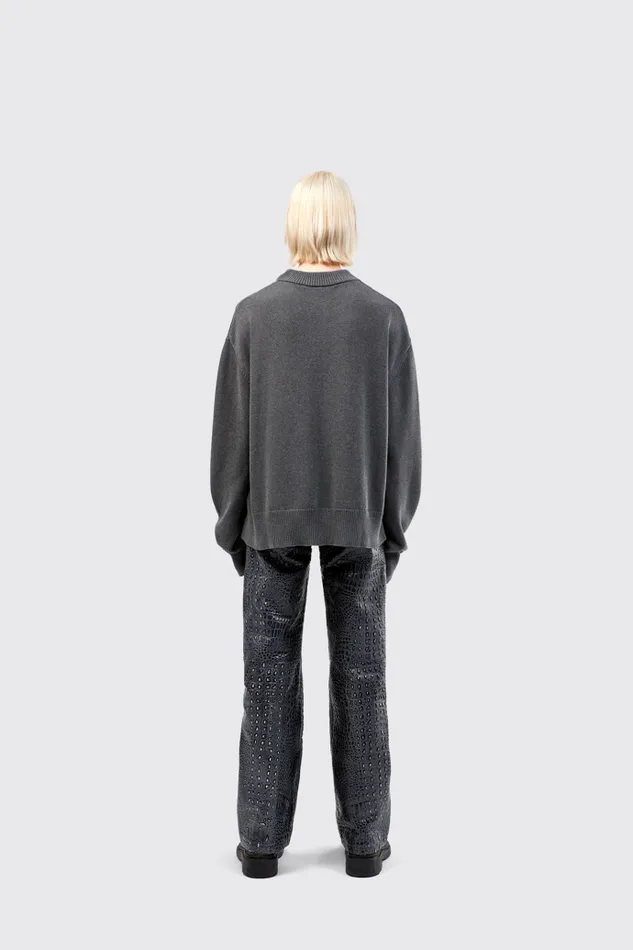 Women Melange Knit Sweater Gray Melange Knit Sweater Camper Knit Women Melange Knit Sweater Gray Melange Knit Sweater Camper Knit