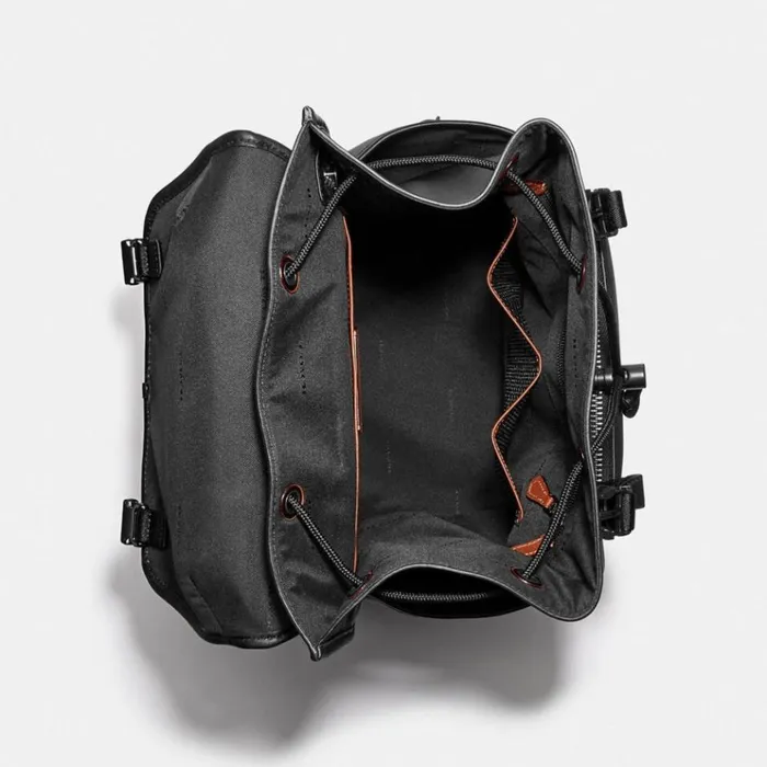 WomenMen Backpacks Coach League Flap Backpack Black Copperblack