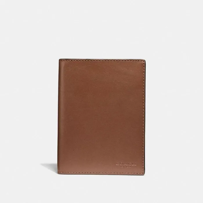 WomenMen Tech and Travel Coach Passport Case Saddle