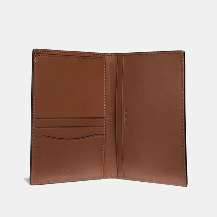 WomenMen Tech and Travel Coach Passport Case Saddle