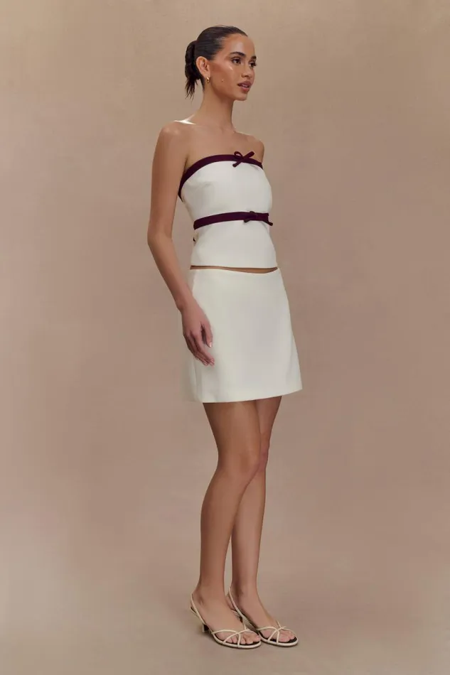 Women Meshki Bottoms Aisha Suiting Mini Skirt 8211 Ivory