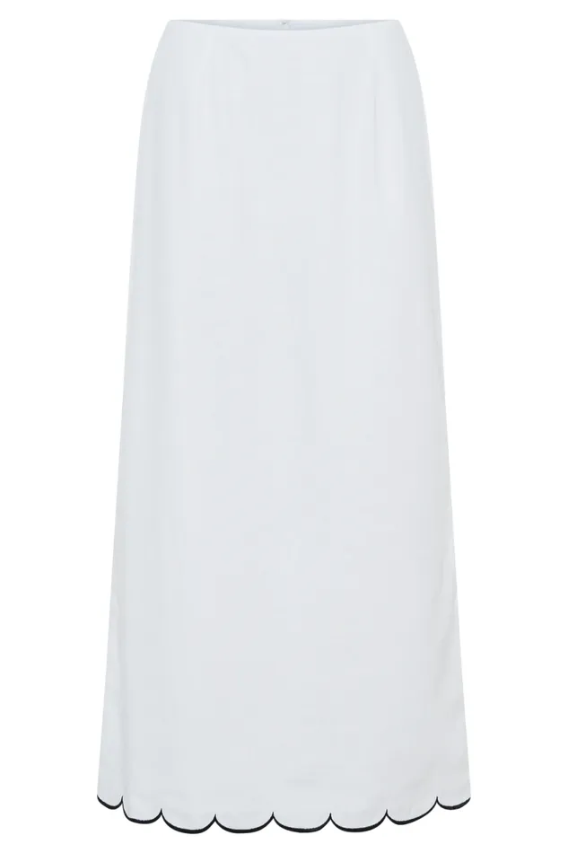 Women Meshki Bottoms Alessio Scalloped Midi Skirt 8211 Ivory