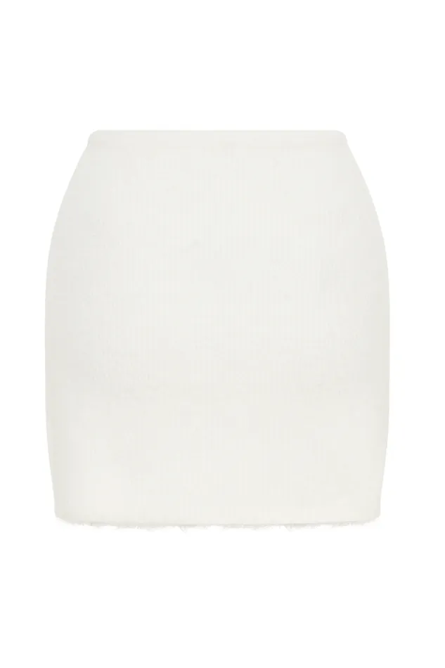 Women Meshki Bottoms Baxter Fluffy Knit Mini Skirt 8211 Ivory