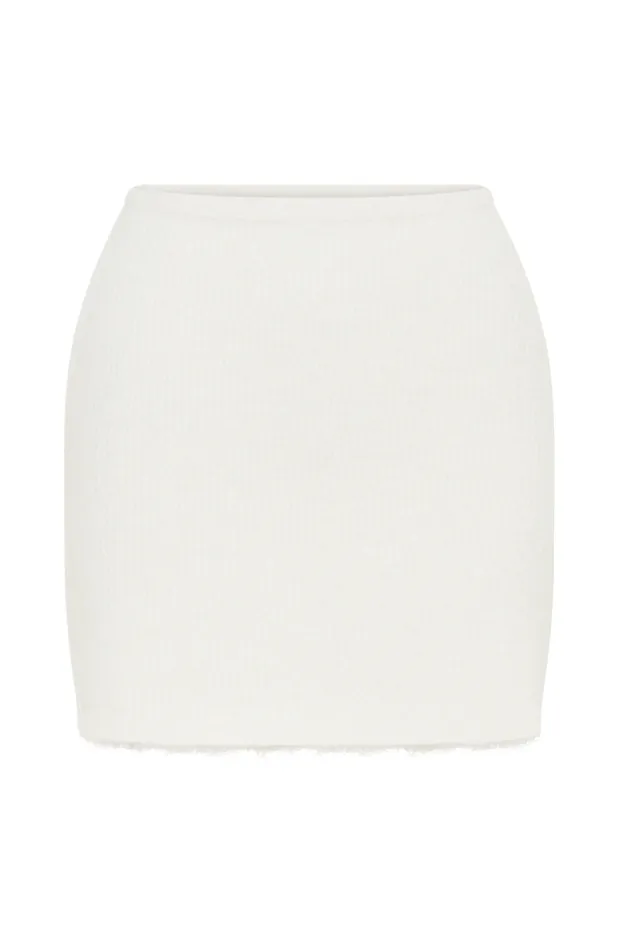 Women Meshki Bottoms Baxter Fluffy Knit Mini Skirt 8211 Ivory