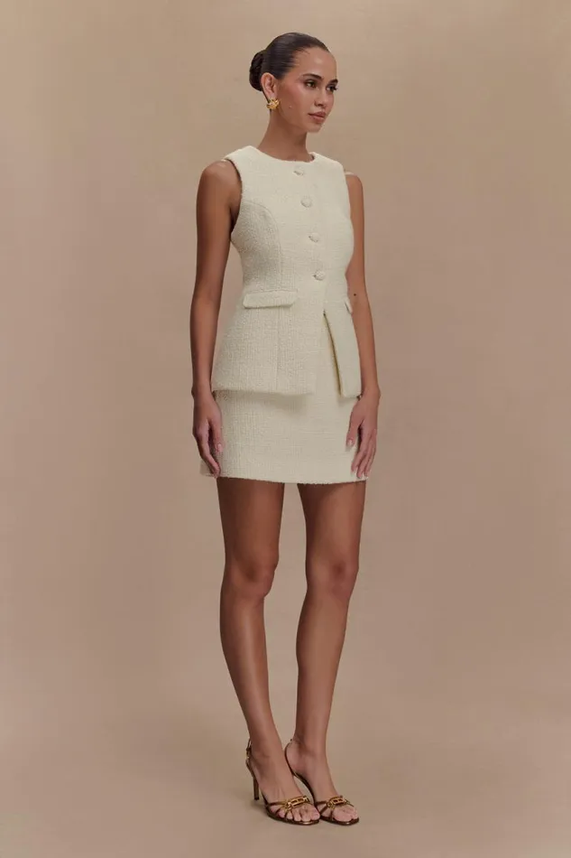 Women Meshki Bottoms Camilla Boucle Mini Skirt 8211 Ivory