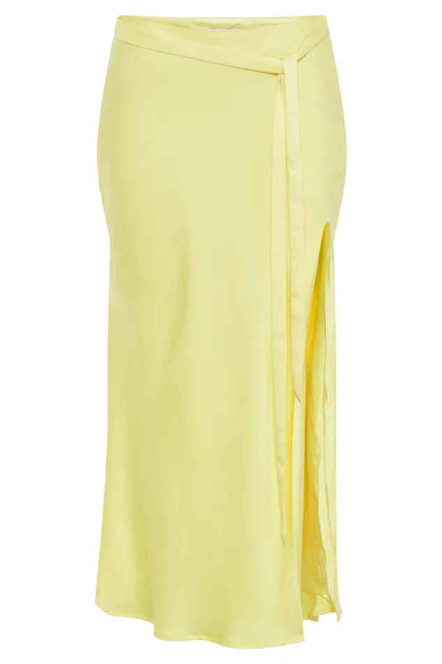 Women Meshki Bottoms Edie Satin Midi Skirt With Tie 8211 Yellow