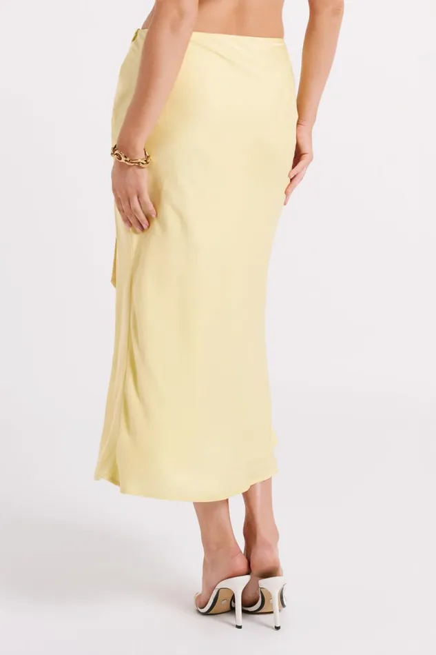 Women Meshki Bottoms Edie Satin Midi Skirt With Tie 8211 Yellow