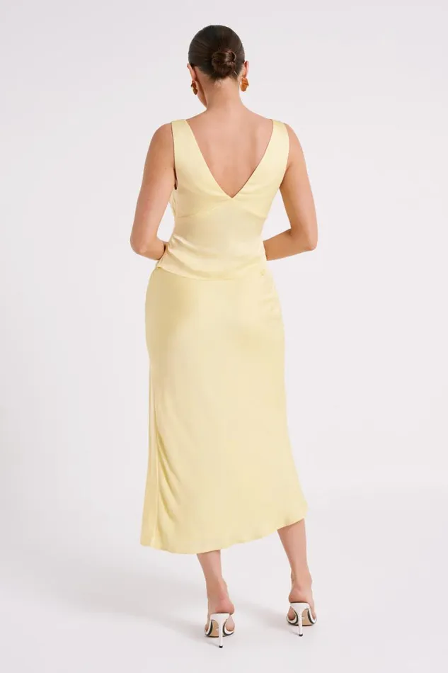 Women Meshki Bottoms Edie Satin Midi Skirt With Tie 8211 Yellow