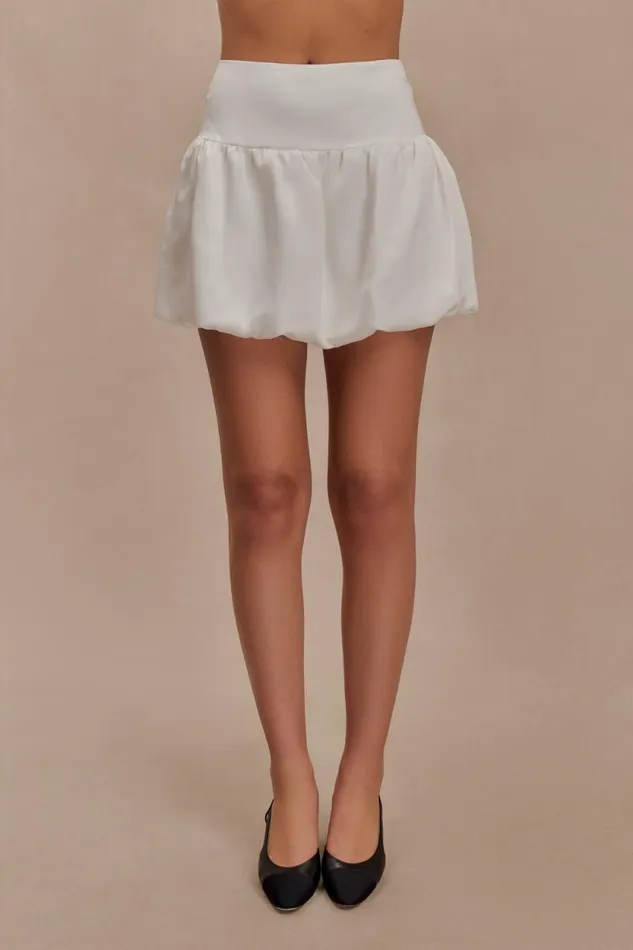 Women Meshki Bottoms Genia Satin Bubble Mini Skirt 8211 White