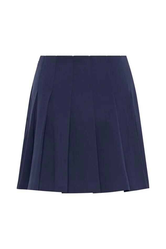 Women Meshki Bottoms Julianna Cotton Pleated Mini Skirt 8211 Navy