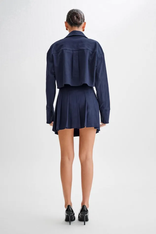 Women Meshki Bottoms Julianna Cotton Pleated Mini Skirt 8211 Navy