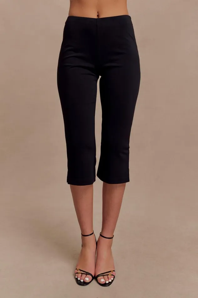 Women Meshki Bottoms Layla Flared Crepe Capri Pants 8211 Black