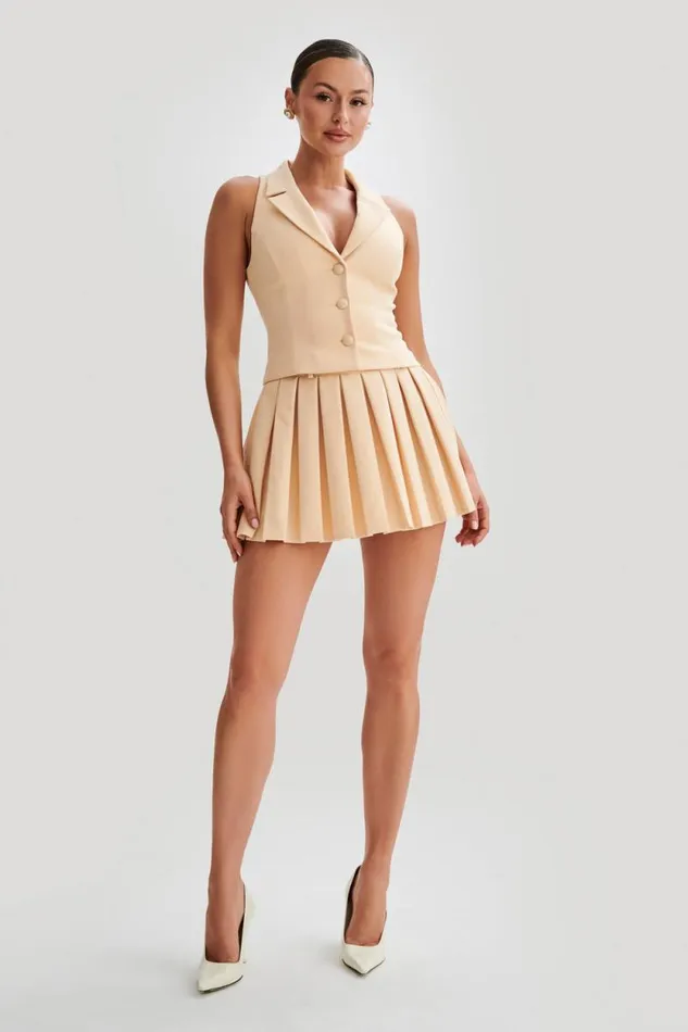 Women Meshki Bottoms Mura Pleated Mini Skirt 8211 Peach