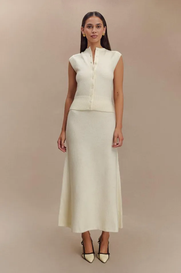 Women Meshki Bottoms Vivica Knit Maxi Skirt 8211 Ivory Marle