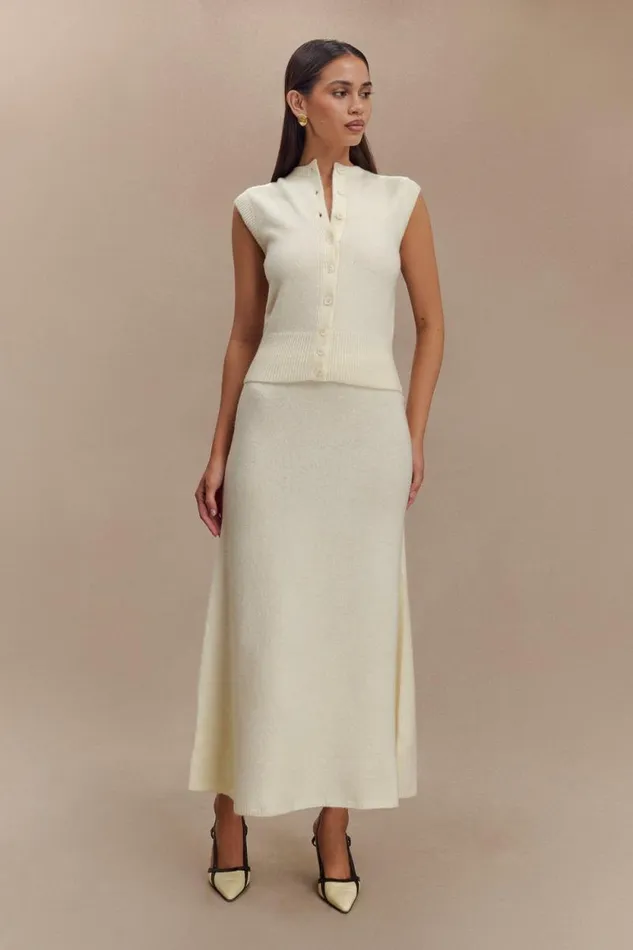 Women Meshki Bottoms Vivica Knit Maxi Skirt 8211 Ivory Marle