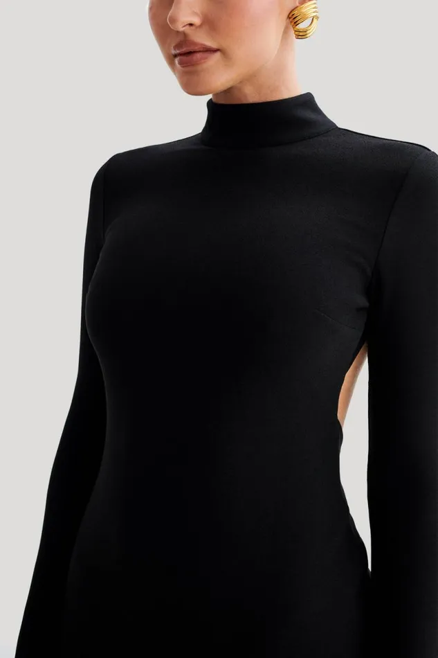 Women Meshki Dresses Agatha Crepe Pearl Mini Dress 8211 Black