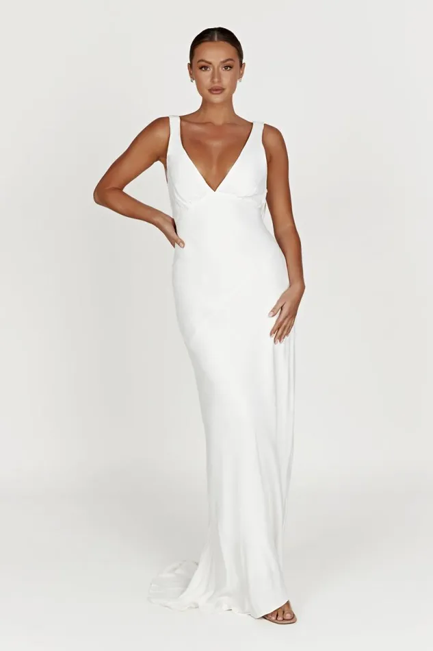 Women Meshki Dresses Amanza Maxi Dress With Cowl Back 8211 White