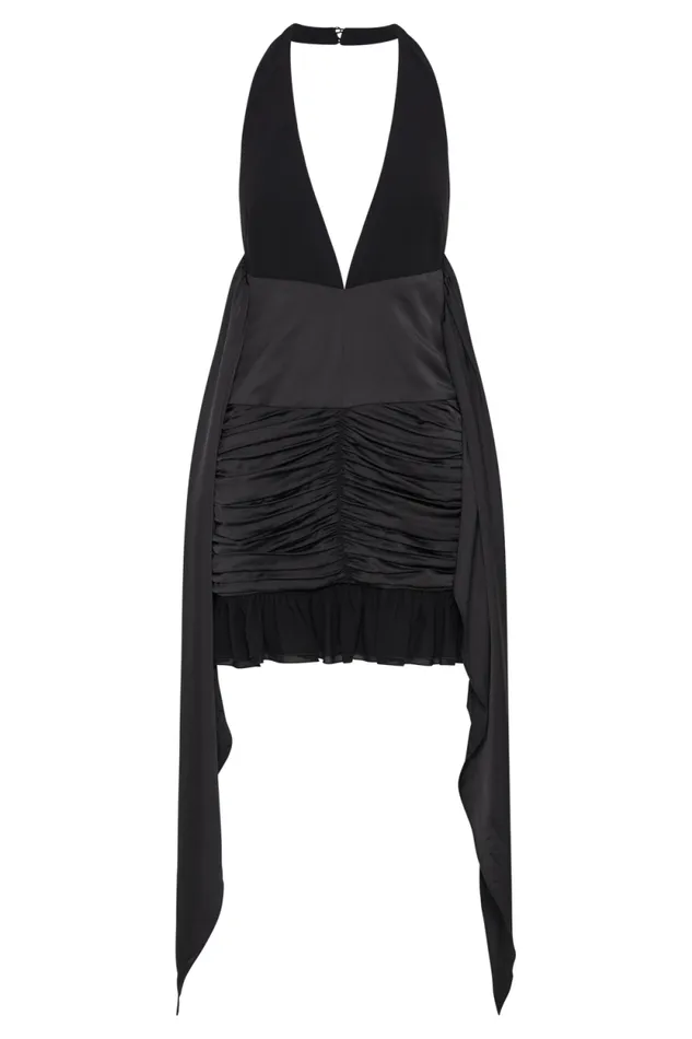 Women Meshki Dresses Ambrosi Satin Chiffon Mini Dress 8211 Black