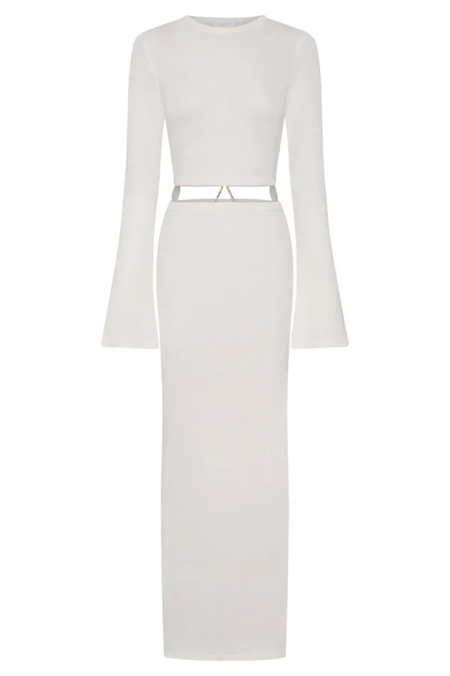 Women Meshki Dresses Anna Flare Sleeve Knit Dress 8211 Cream