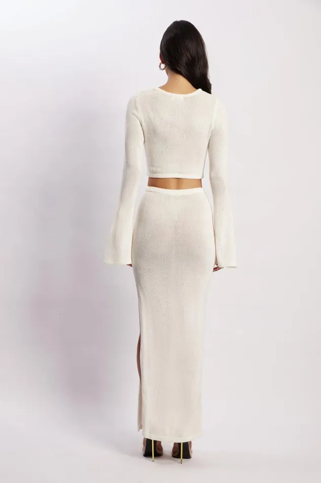 Women Meshki Dresses Anna Flare Sleeve Knit Dress 8211 Cream