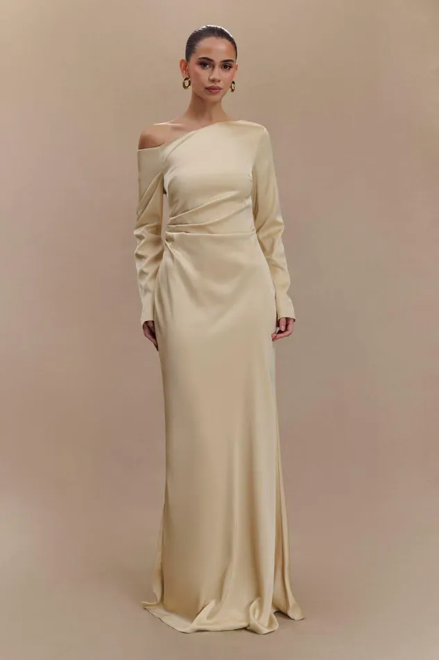 Women Meshki Dresses Avery Long Sleeve Maxi Dress 8211 Gold