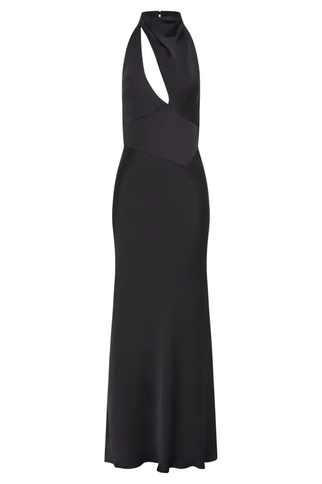 Women Meshki Dresses Belladonna Satin Halter Maxi Dress 8211 Black