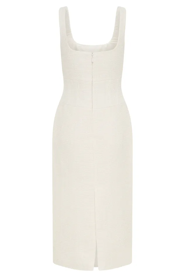 Women Meshki Dresses Calder Tweed Midi Dress 8211 Ivory