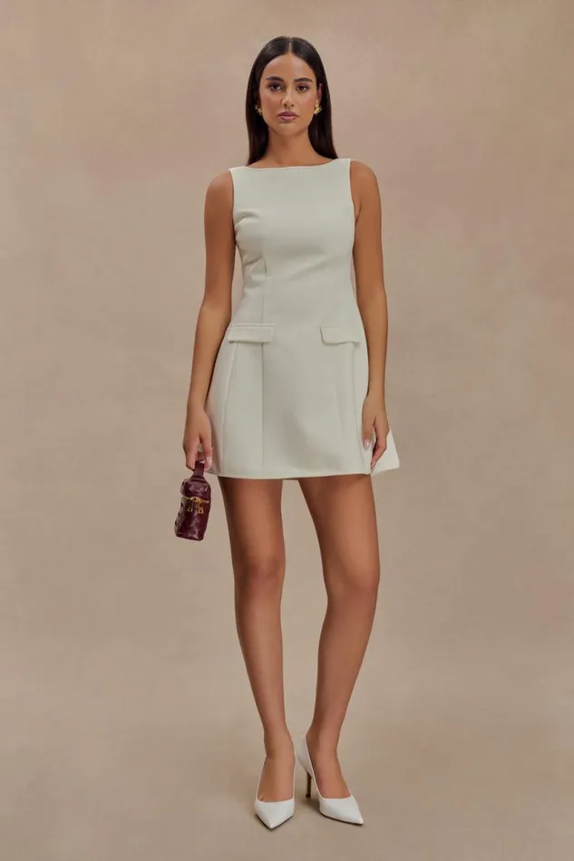 Women Meshki Dresses Evanna Sleeveless Suiting Mini Dress 8211 Ivory