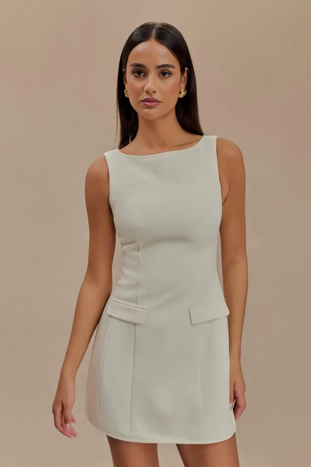 Women Meshki Dresses Evanna Sleeveless Suiting Mini Dress 8211 Ivory