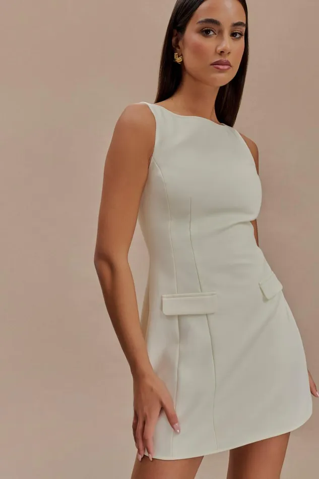 Women Meshki Dresses Evanna Sleeveless Suiting Mini Dress 8211 Ivory