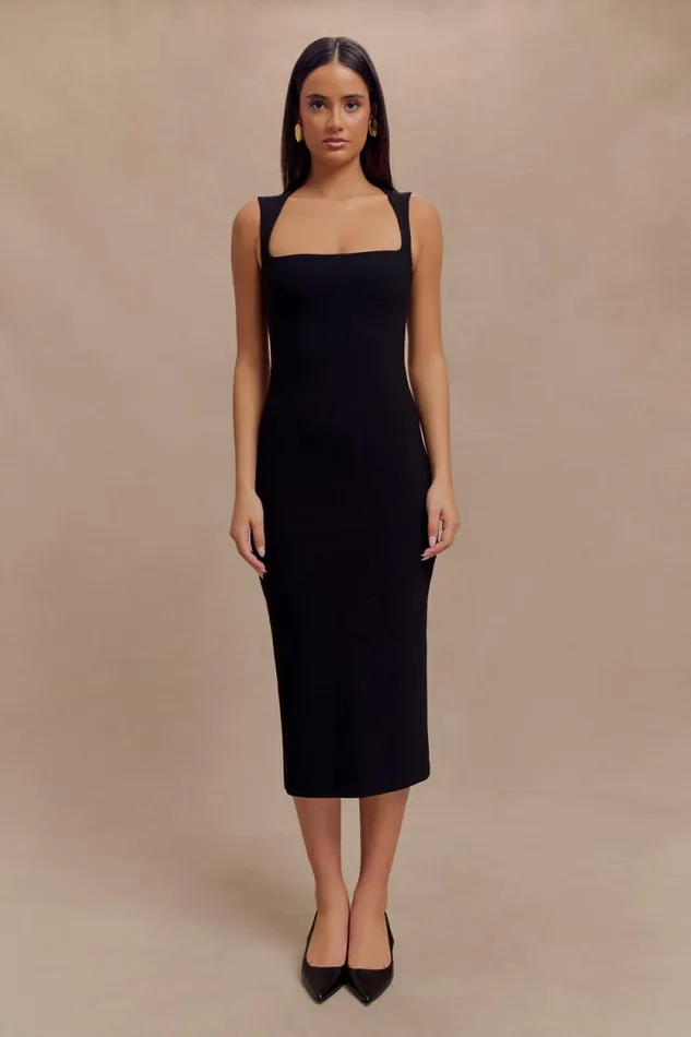 Women Meshki Dresses Frida Crepe Midi Dress 8211 Black