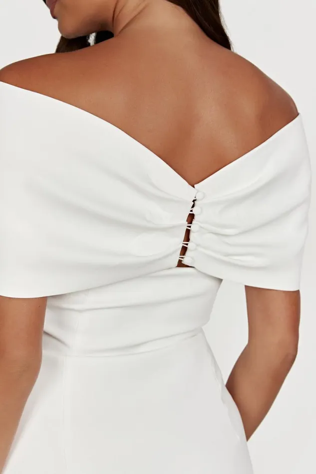 Women Meshki Dresses Gwyneth Off Shoulder Bow Mini Dress 8211 White