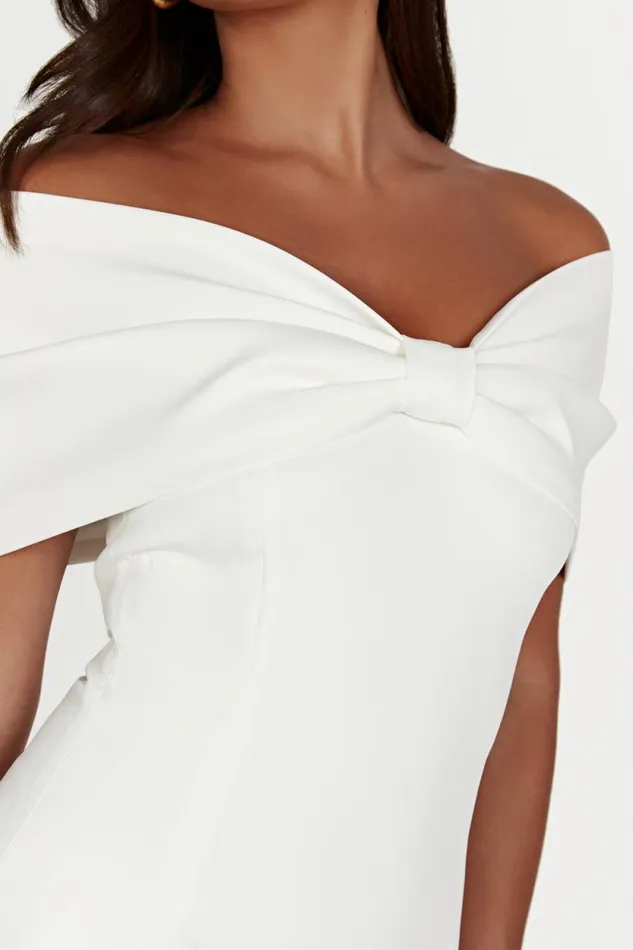 Women Meshki Dresses Gwyneth Off Shoulder Bow Mini Dress 8211 White