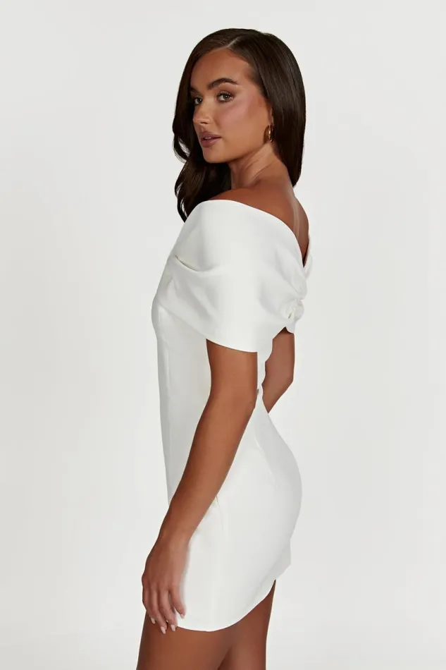 Women Meshki Dresses Gwyneth Off Shoulder Bow Mini Dress 8211 White